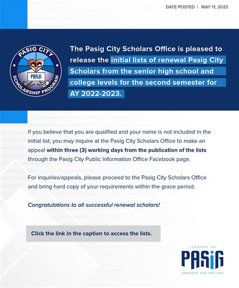 CITIZEN CHARTER PASIG CITY SCHOLAR OFFICE.